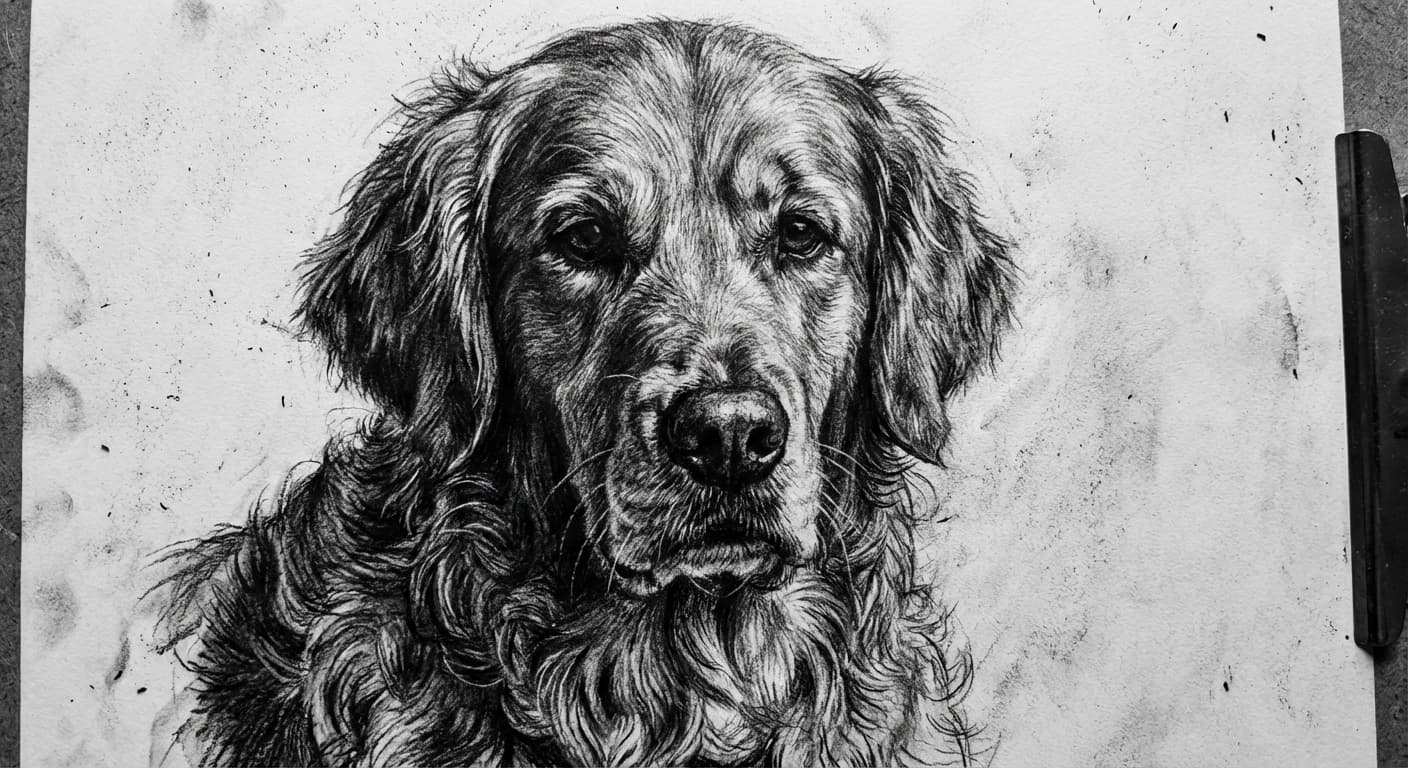 Pet drawing in charcoal style