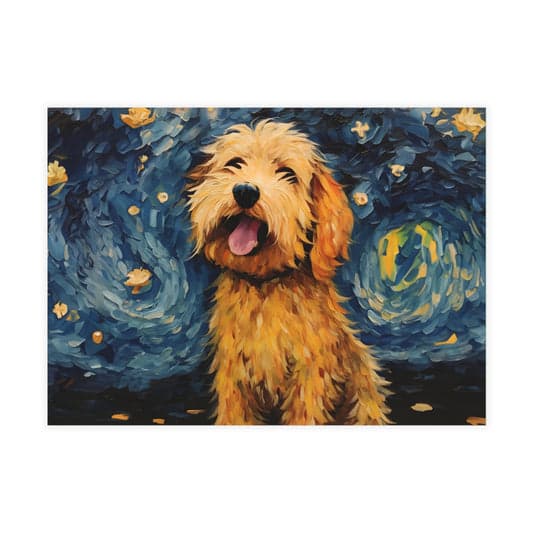 Goldendoodle AI pet portrait in Van Gogh Style