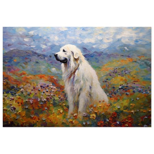 Great Pyrenees AI pet portrait in Monet Style