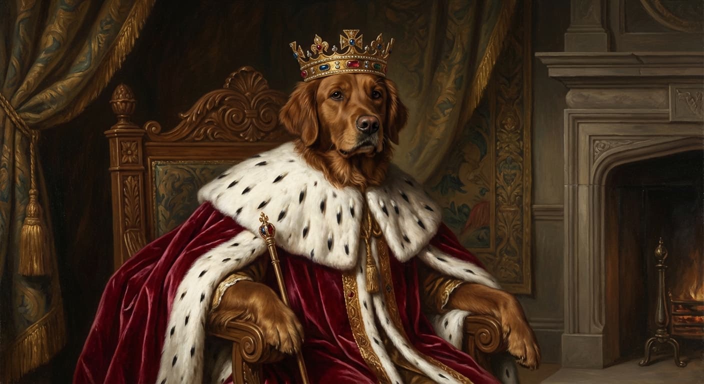 Royal king portrait of Golden Retriever