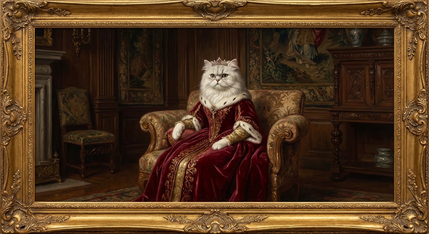 Royal queen portrait of Persian cat