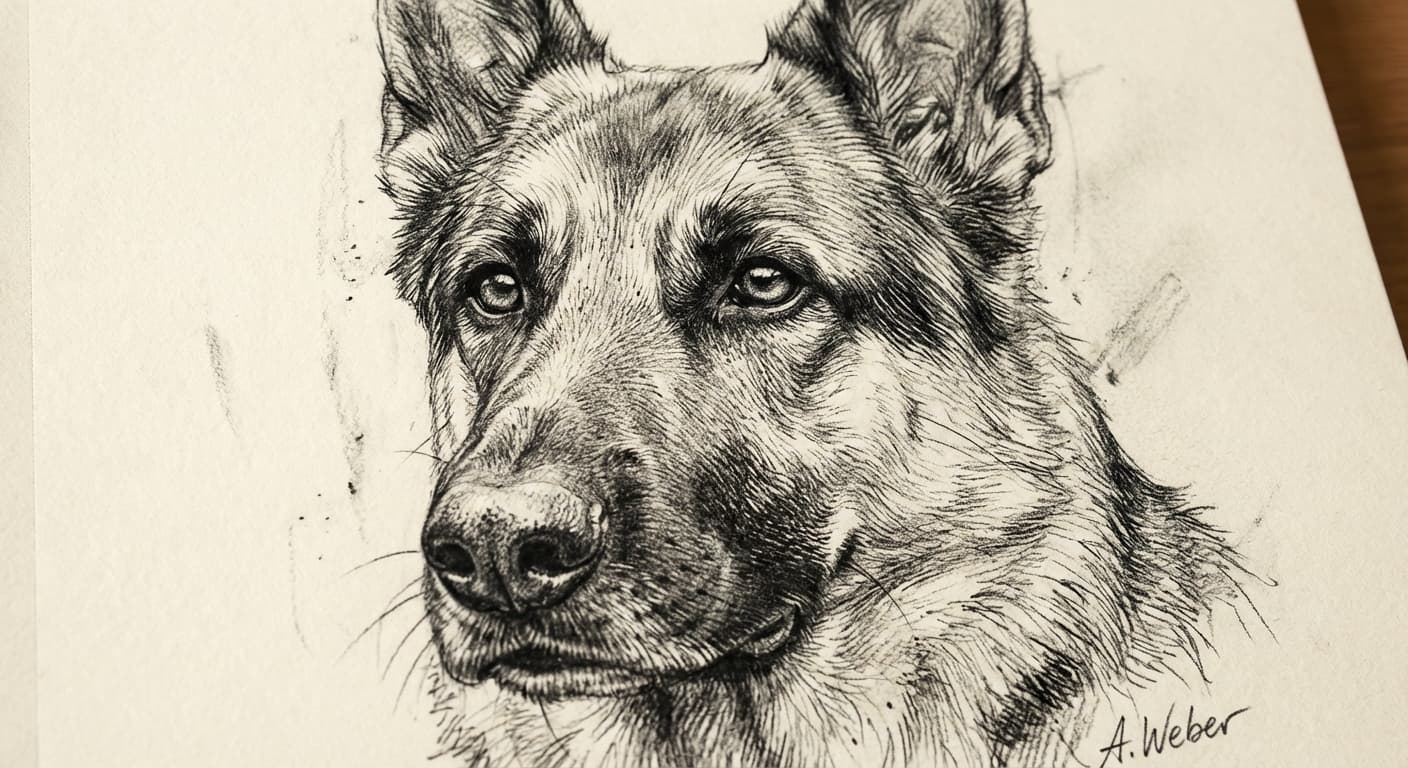Pet drawing in pencil sketch