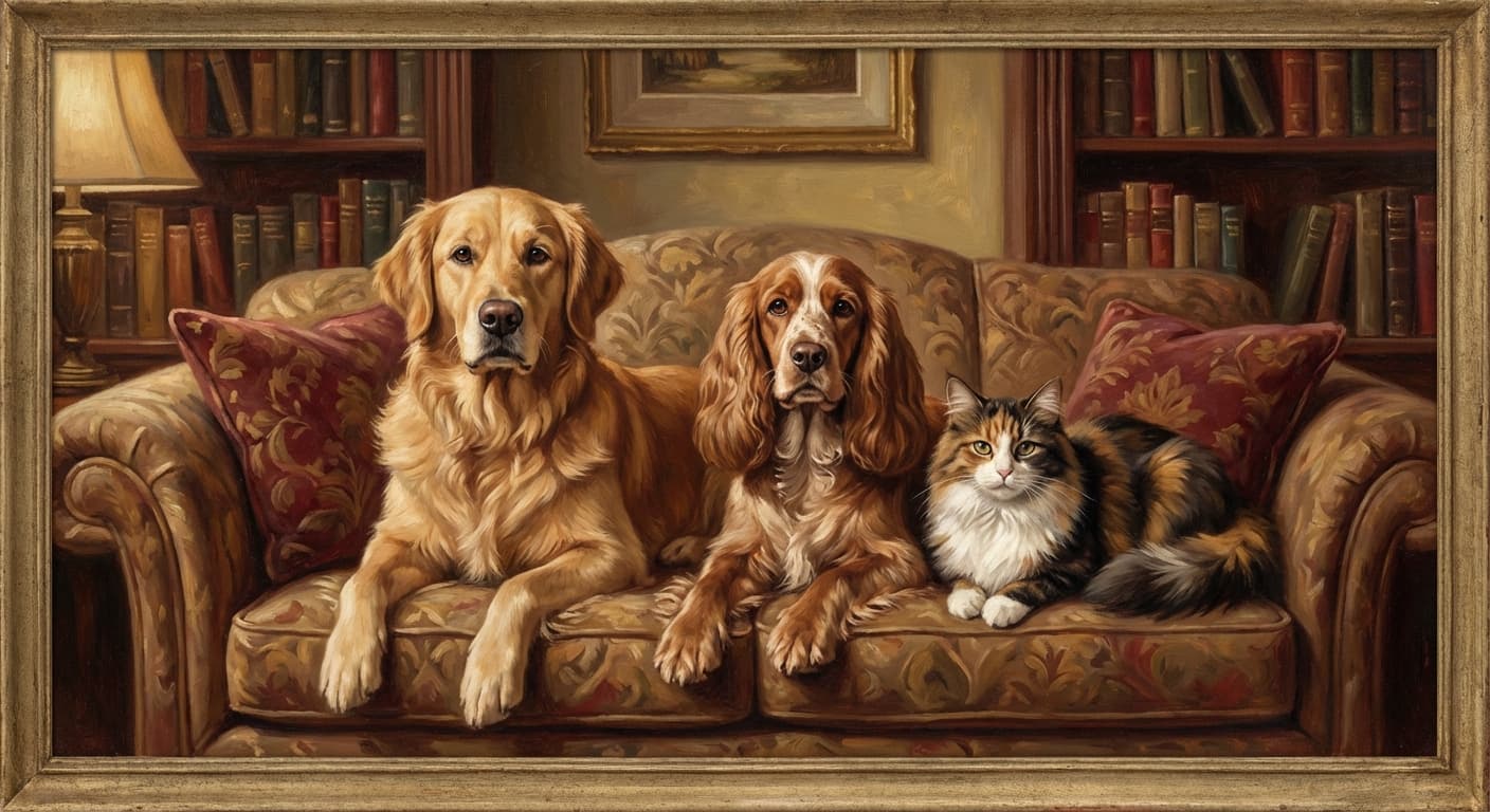 Three pets family portrait