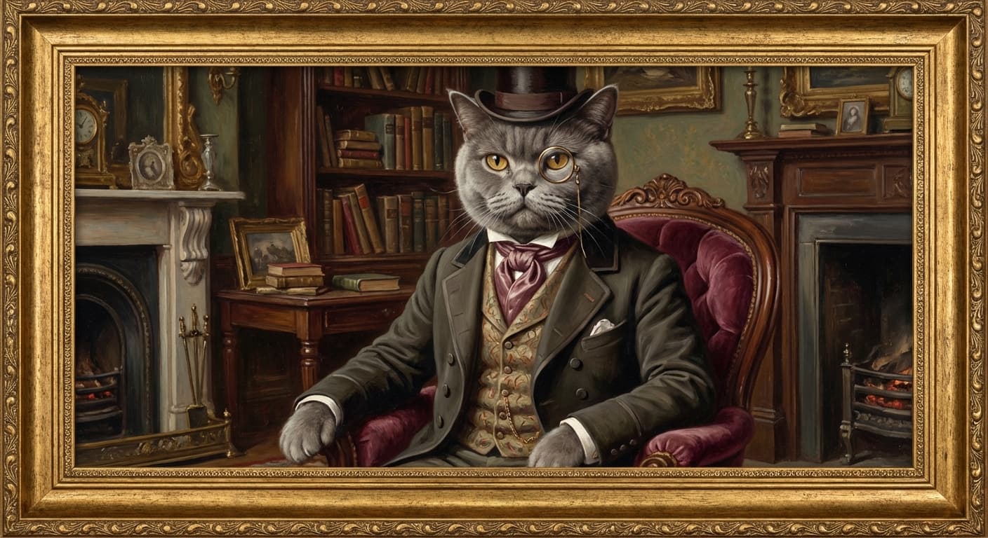 Victorian gentleman cat portrait