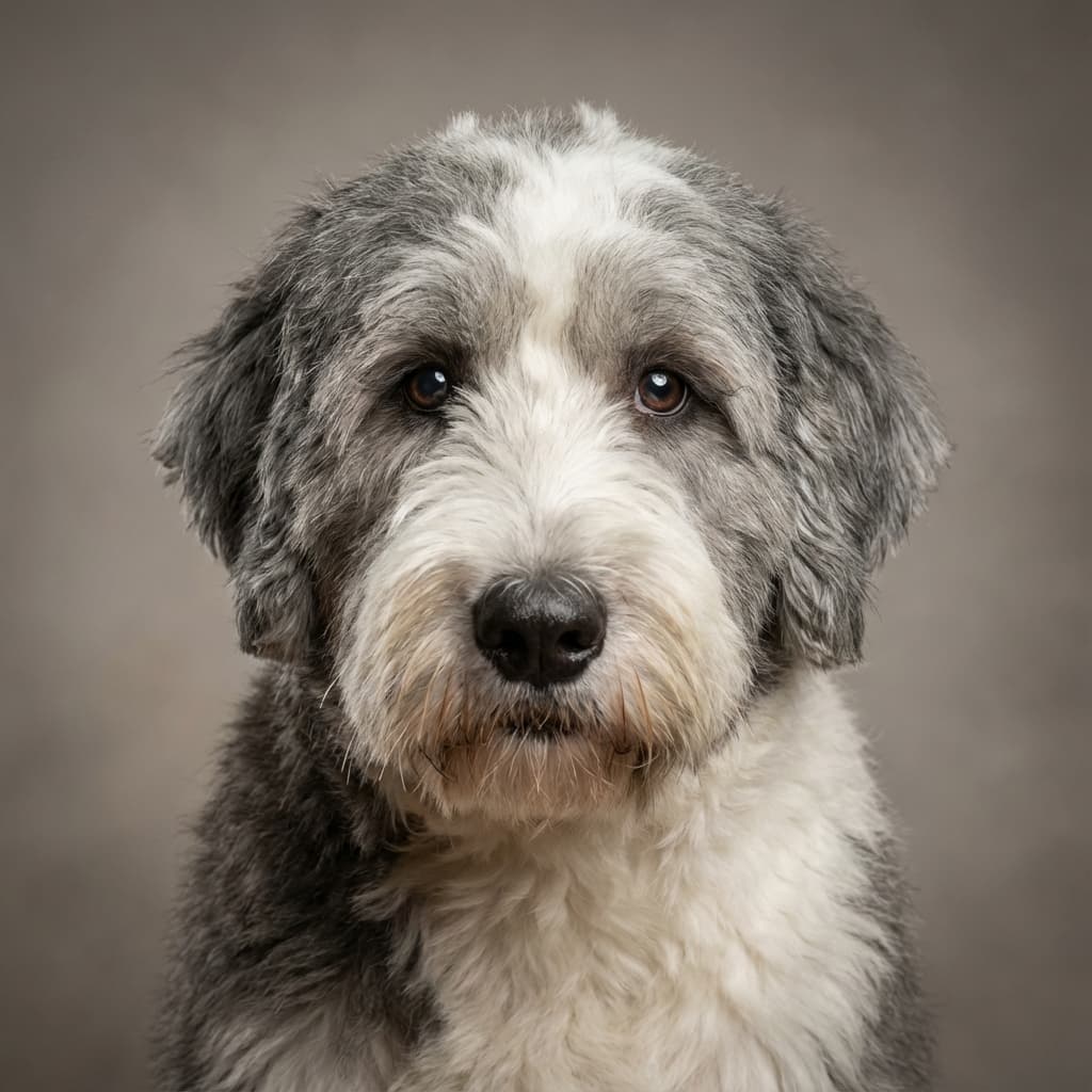 Old English Sheepdog portrait example
