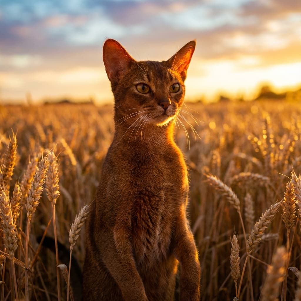 Abyssinian in Golden Hour Field style