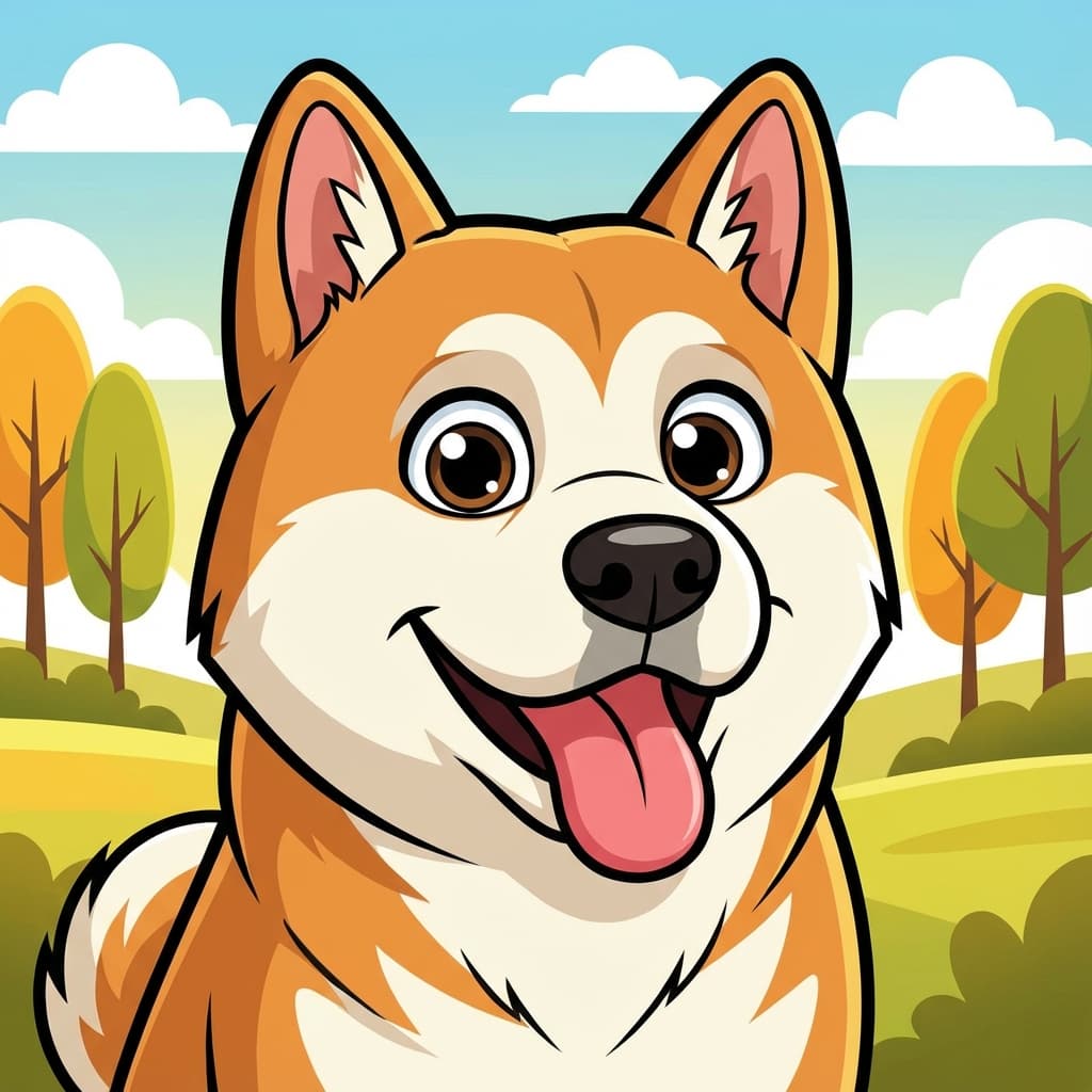 Akita in Cartoon style