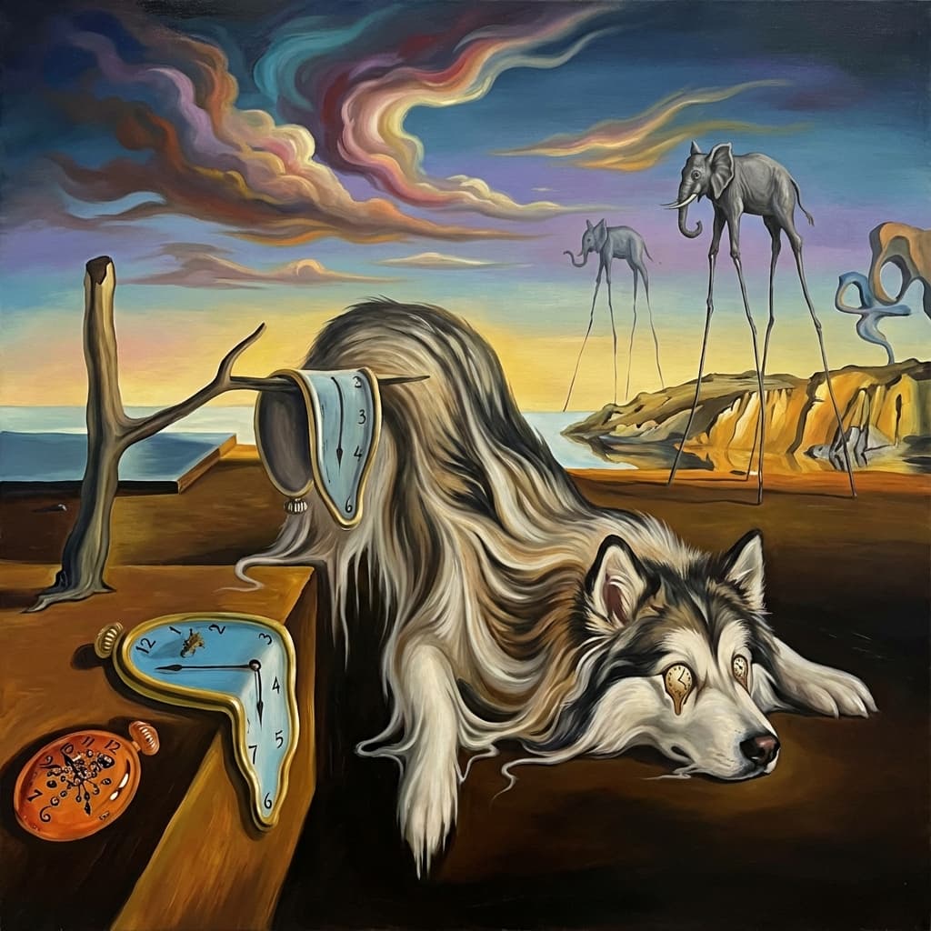 Alaskan Malamute in Dali style