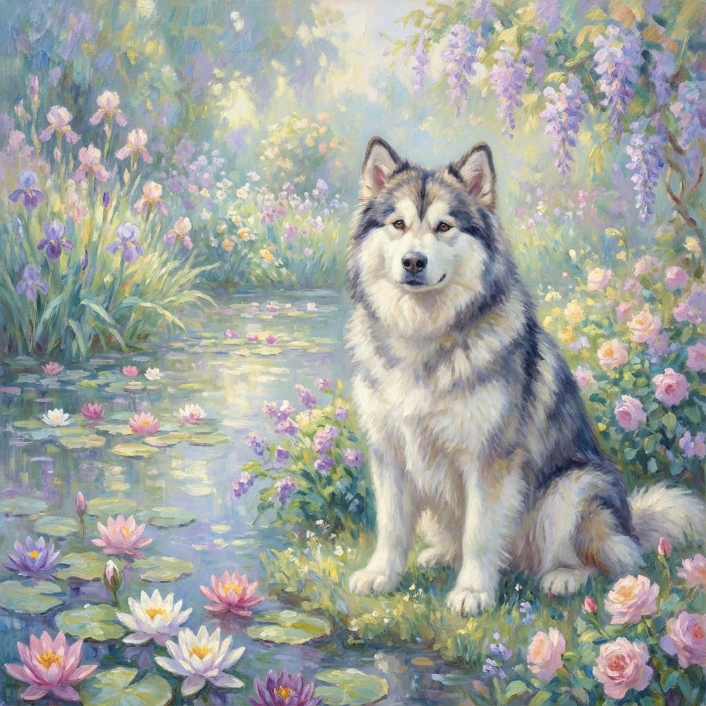 Alaskan Malamute in Monet style