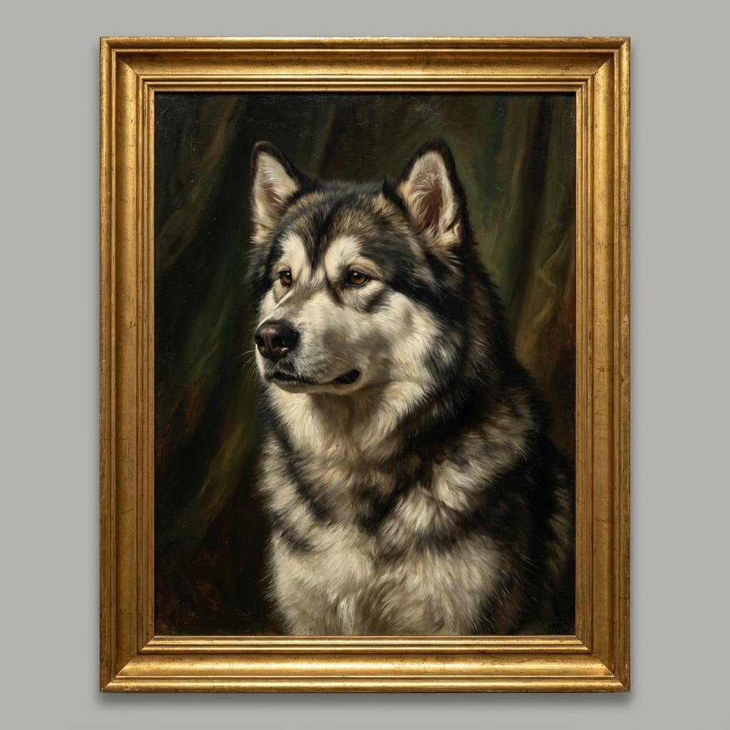 Alaskan Malamute in Renaissance style
