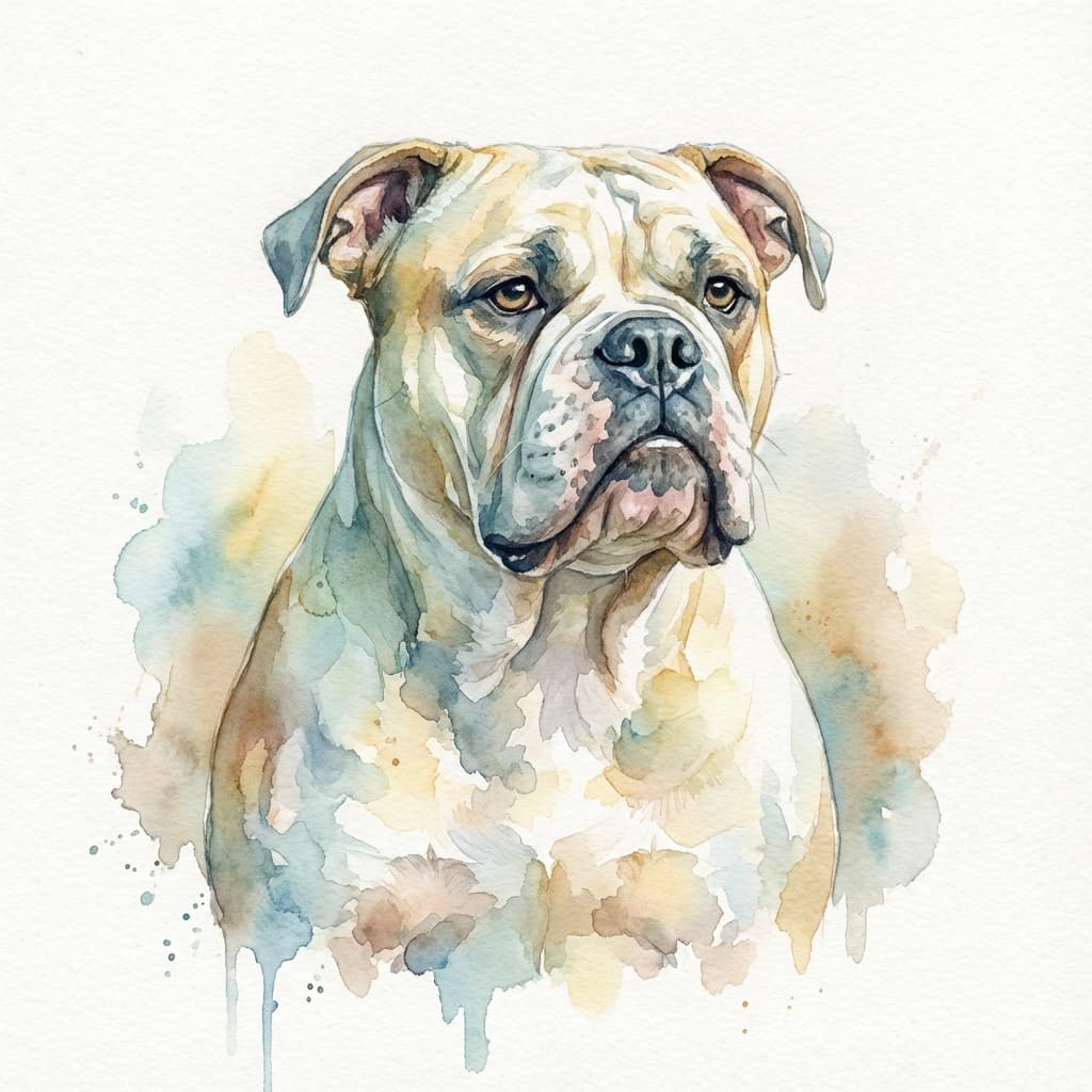American Bulldog in Watercolor style