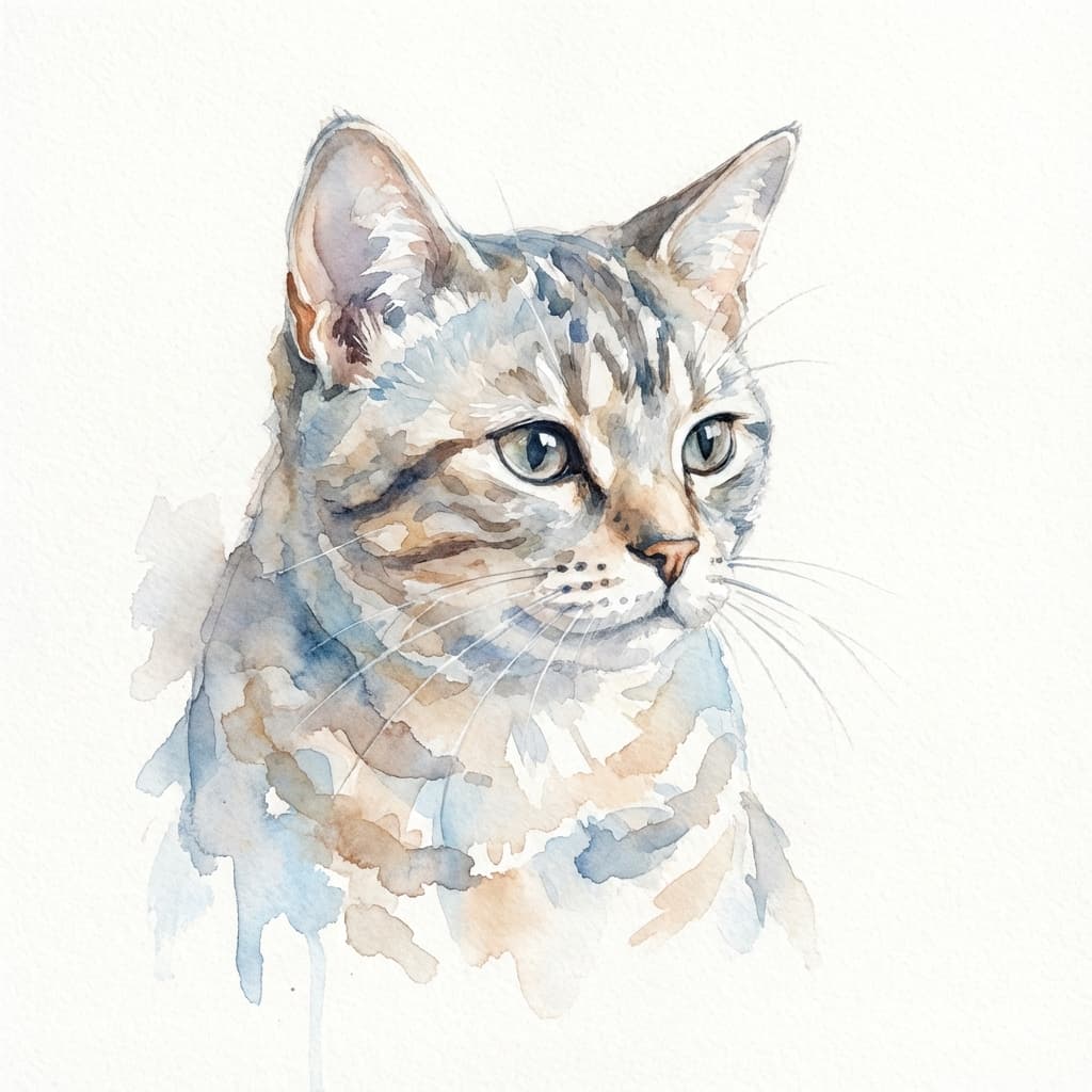 American Shorthair in Watercolor style
