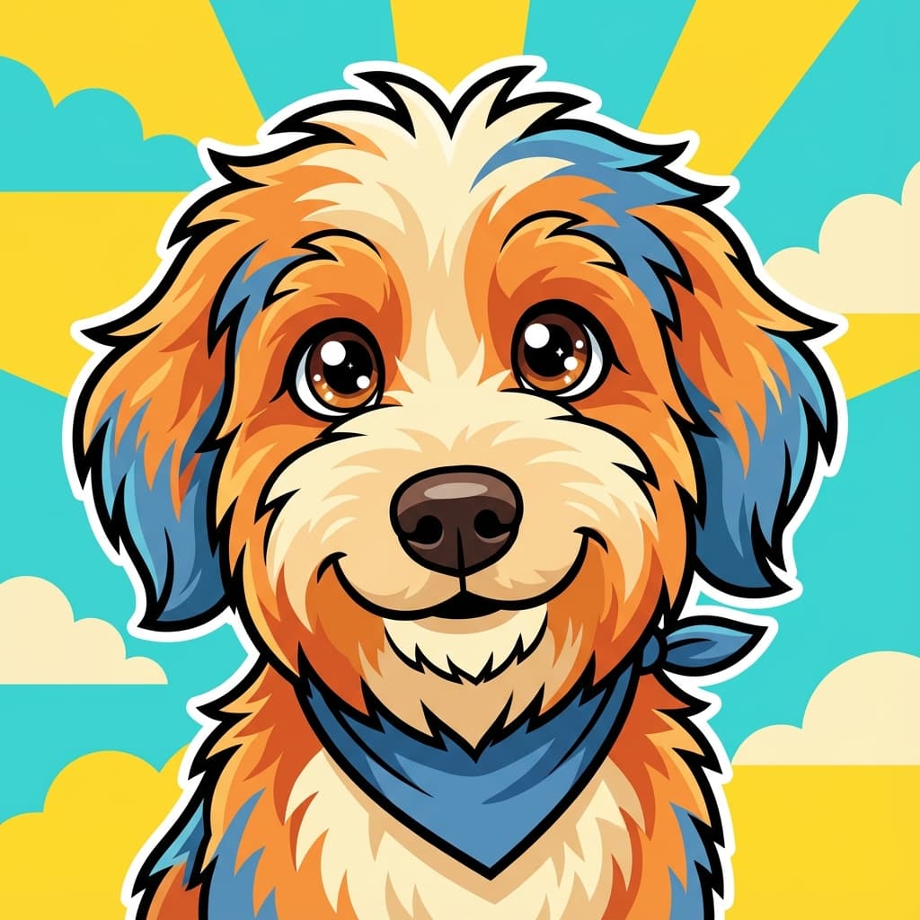 Aussiedoodle in Cartoon style