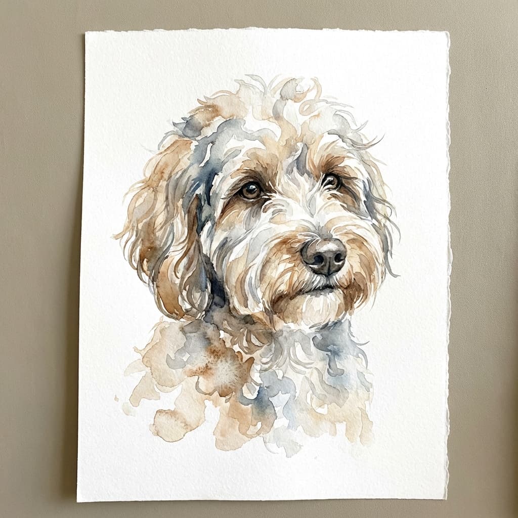 Aussiedoodle in Watercolor style