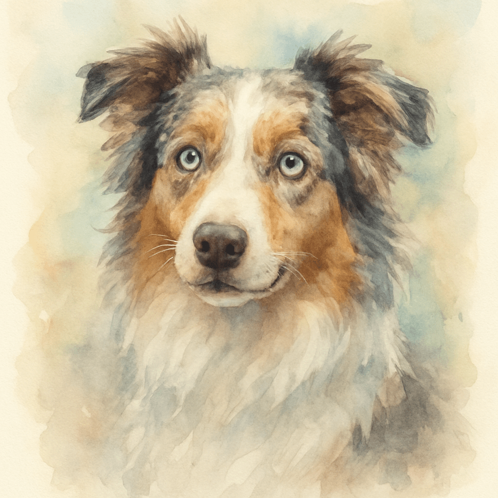 Australian Shepherd in Watercolor style