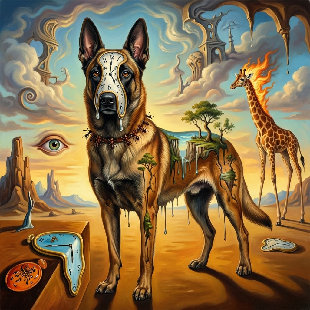 Belgian Malinois in Dali style
