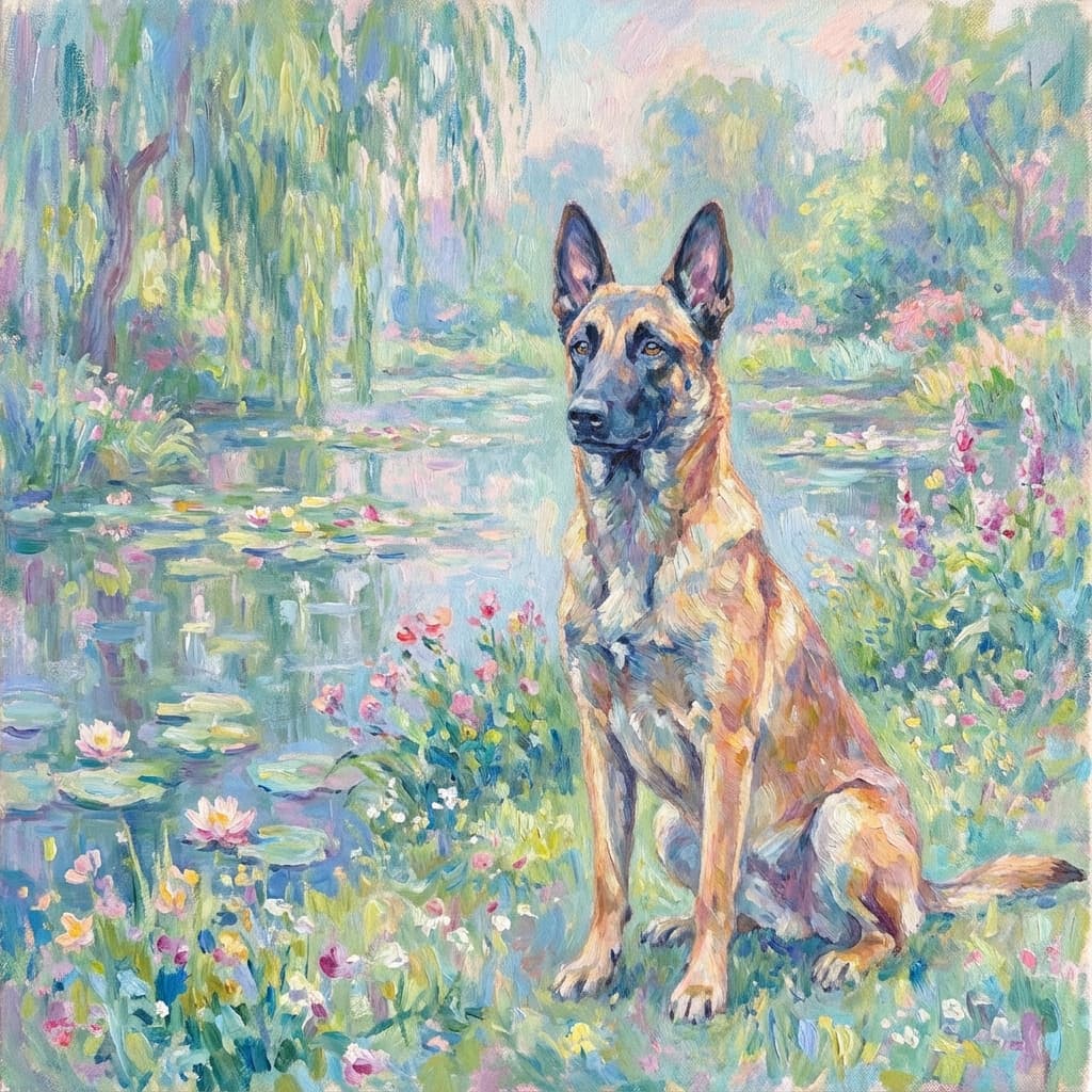 Belgian Malinois in Monet style