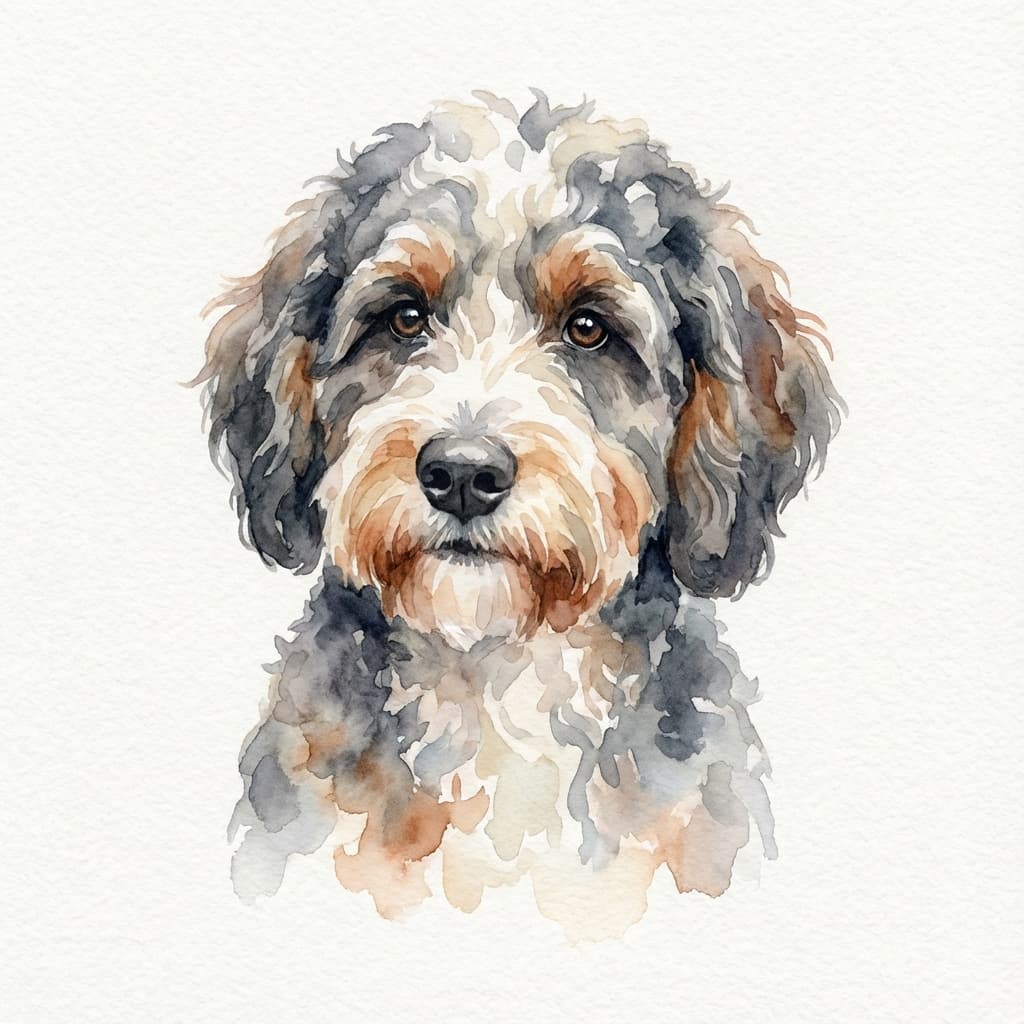 Bernedoodle in Watercolor style