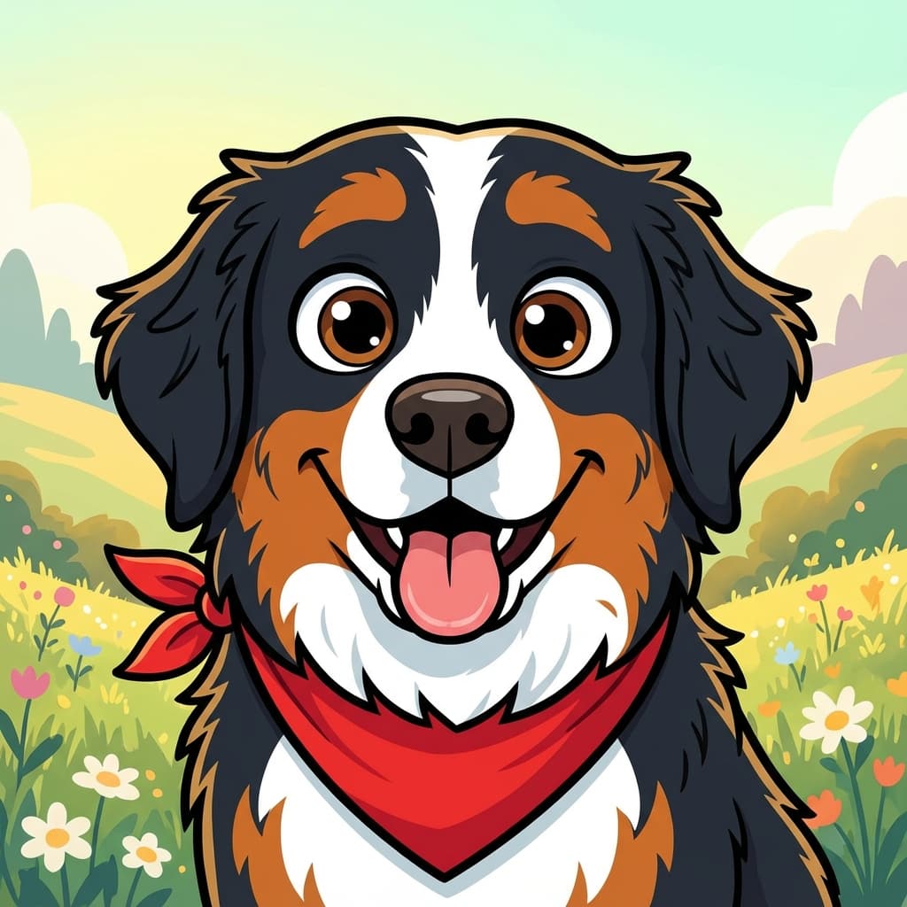 Bernese Mountain Dog in Cartoon style