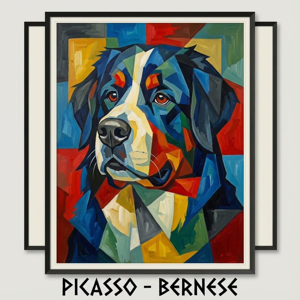 Bernese Mountain Dog in Picasso style