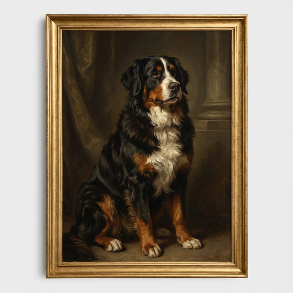 Bernese Mountain Dog in Renaissance style