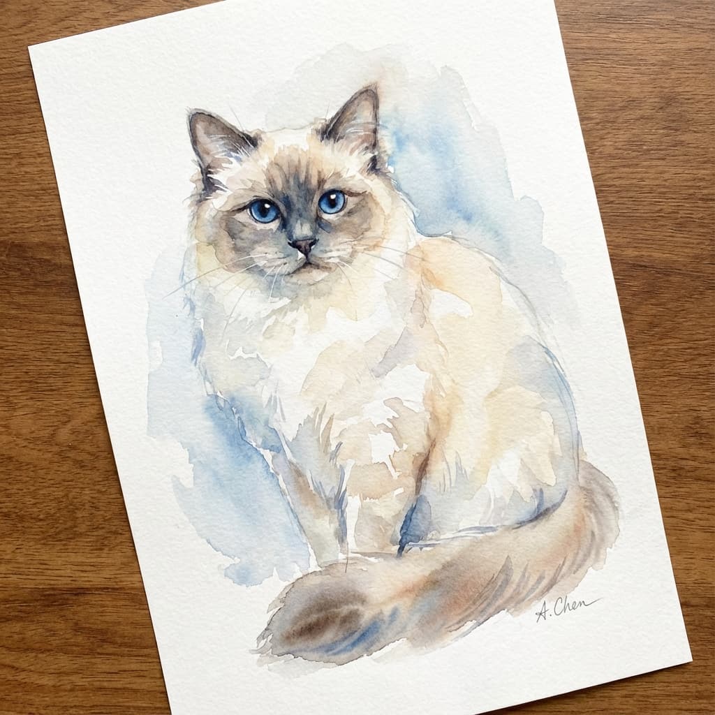 Birman in Watercolor style