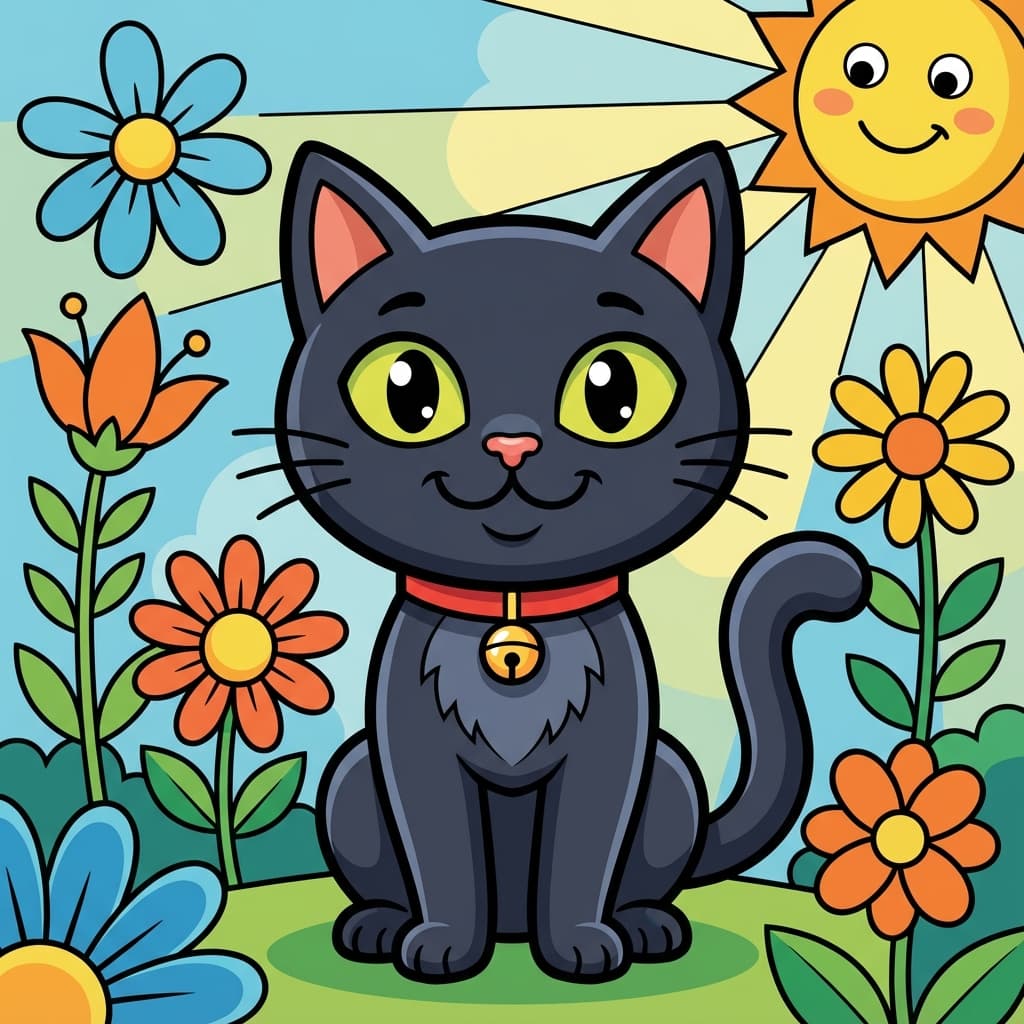 Black Cat in Cartoon style