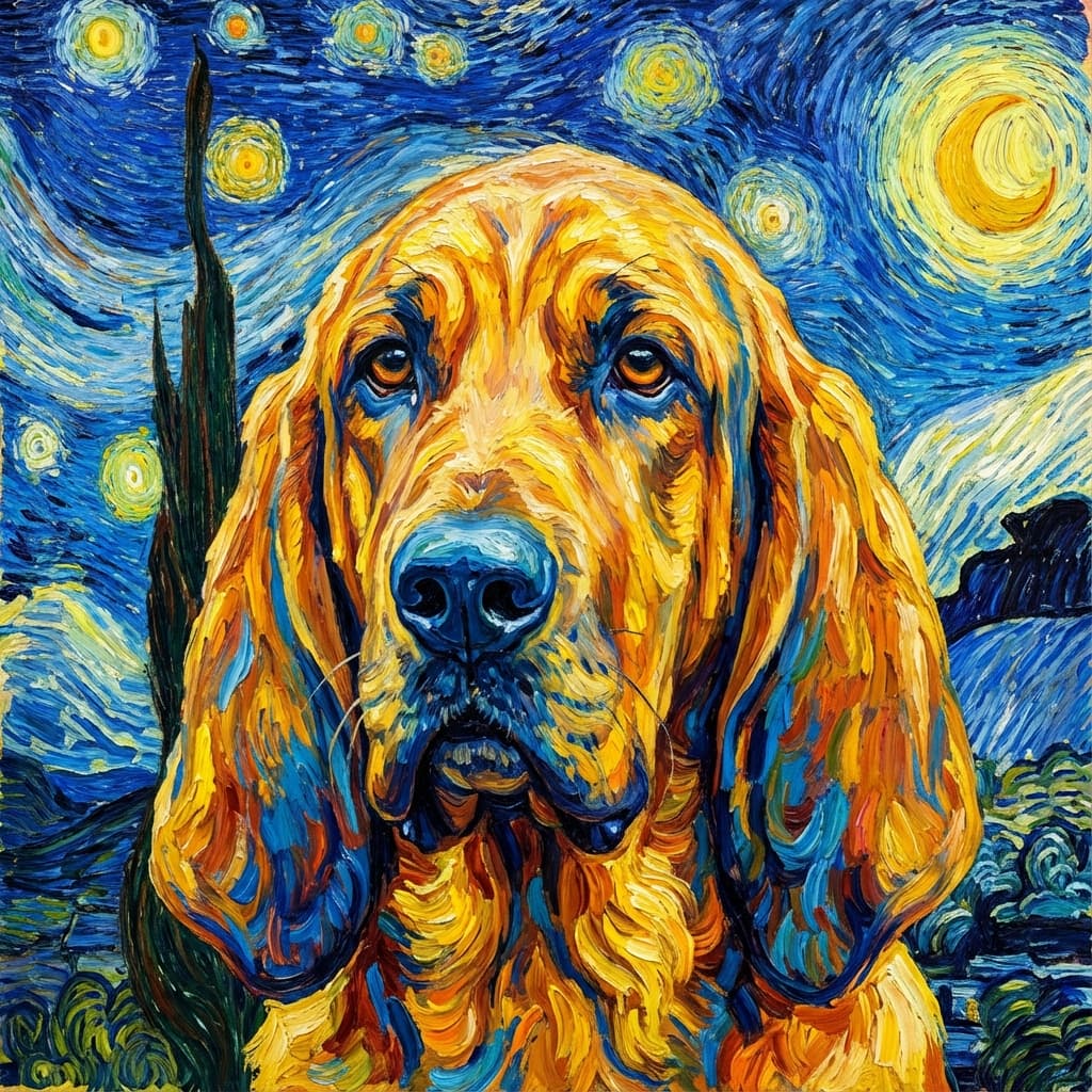 Bloodhound in Van Gogh style