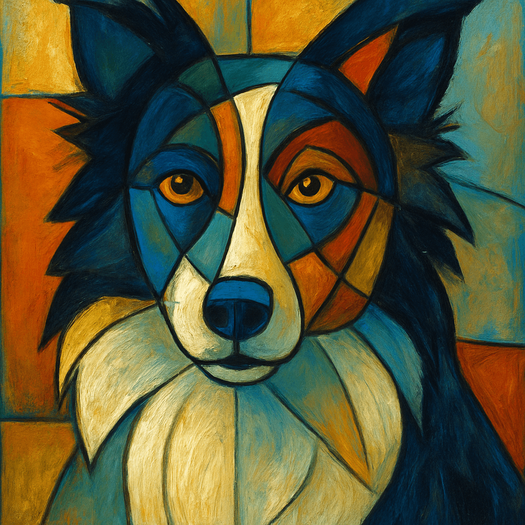 Border Collie in Picasso style
