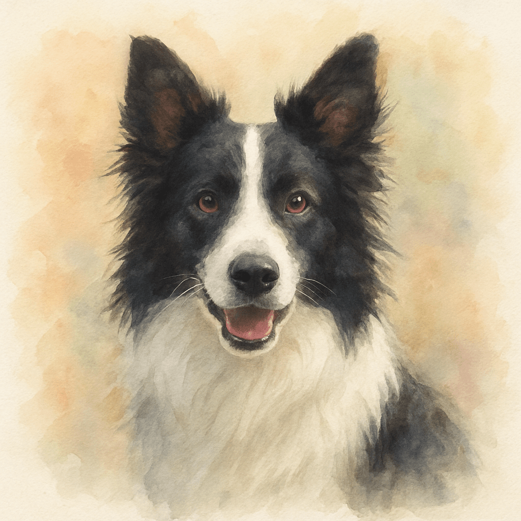 Border Collie in Watercolor style