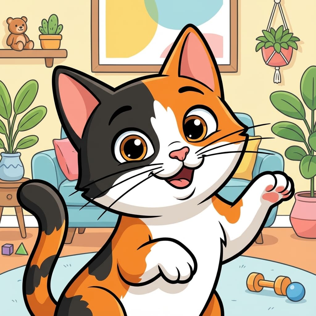 Calico Cat in Cartoon style