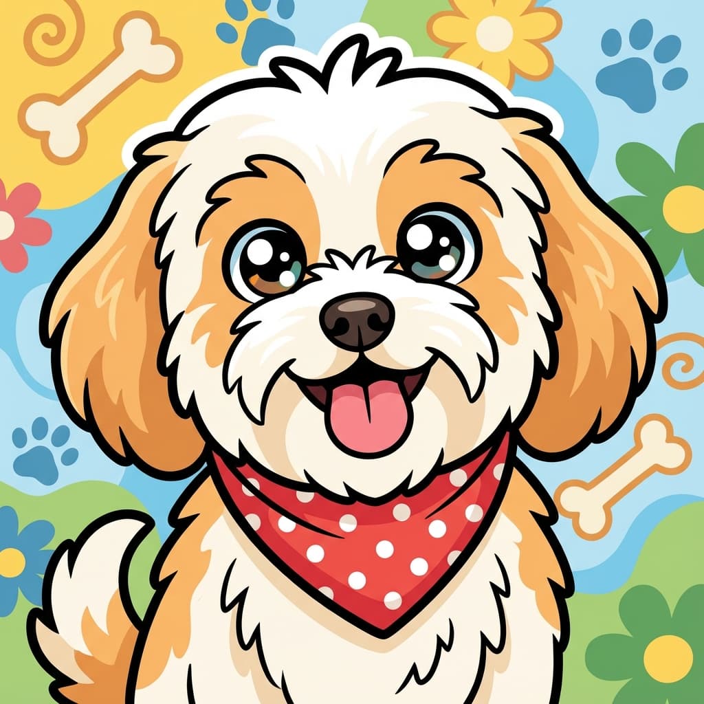 Cavachon in Cartoon style