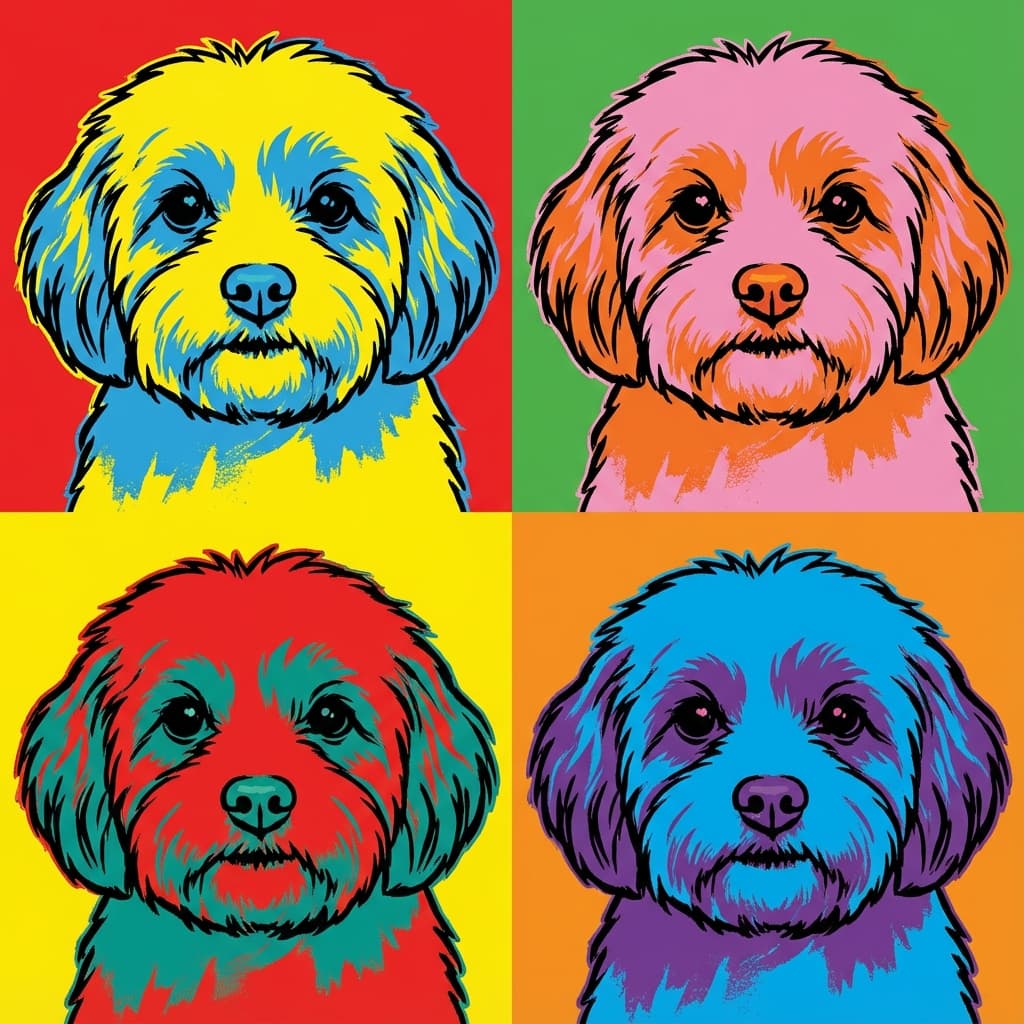 Cavachon in Warhol style