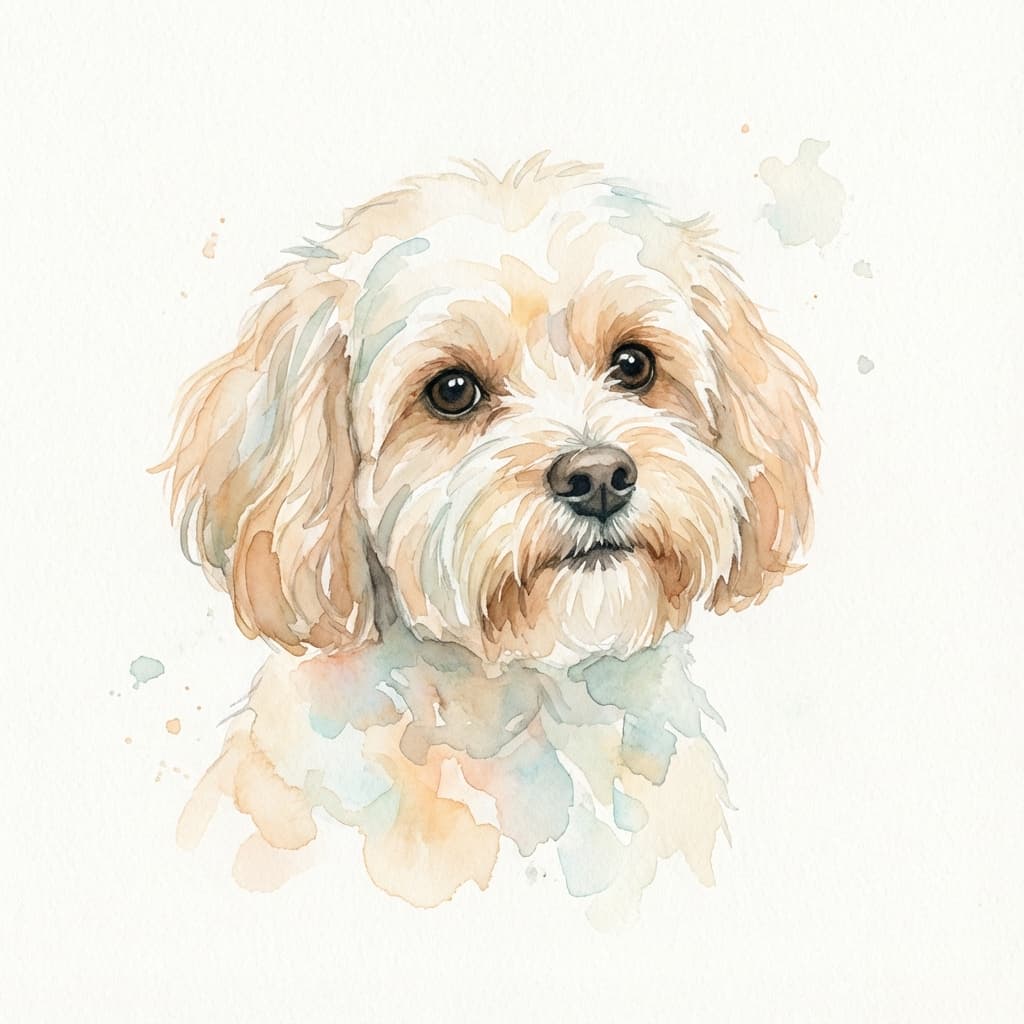 Cavachon in Watercolor style