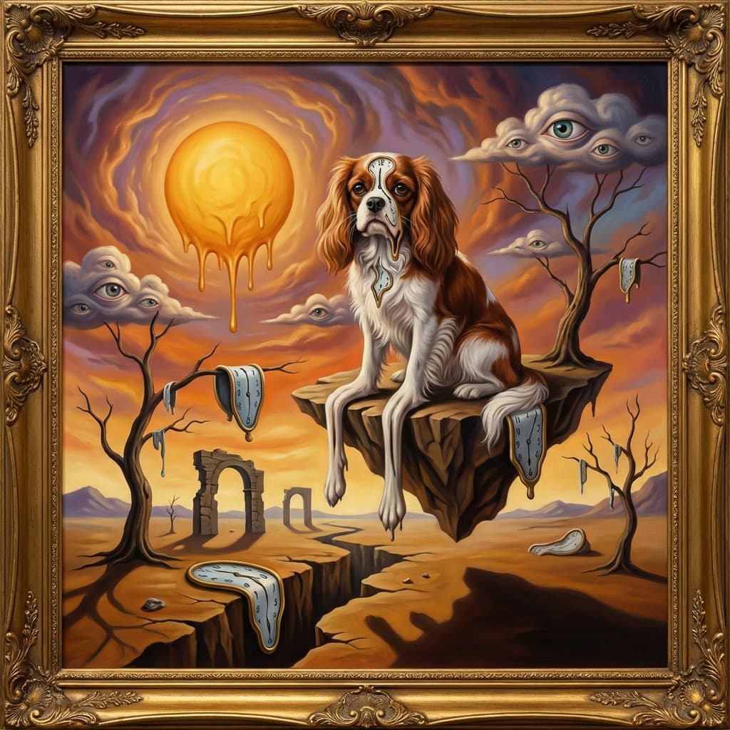 Cavalier King Charles Spaniel in Dali style