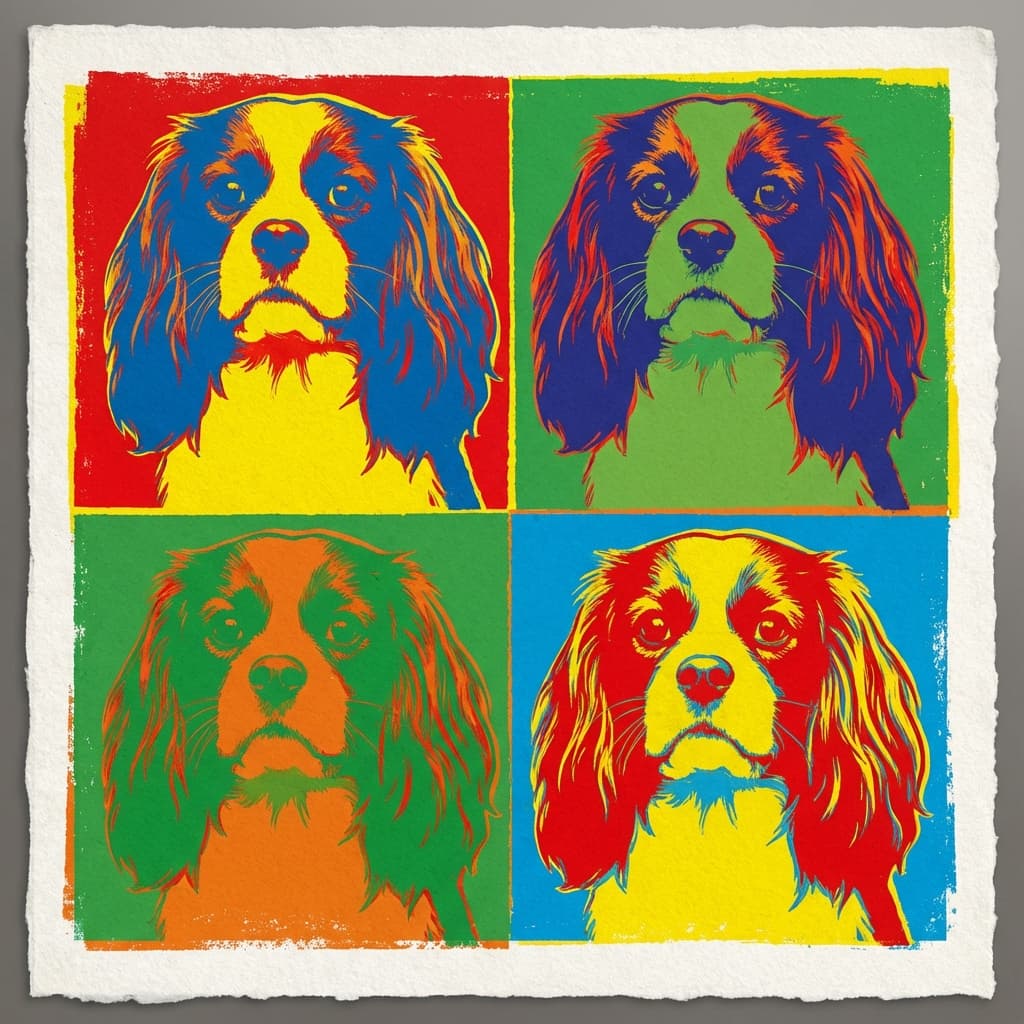 Cavalier King Charles Spaniel in Warhol style