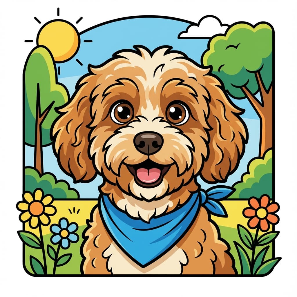 Cavapoo in Cartoon style