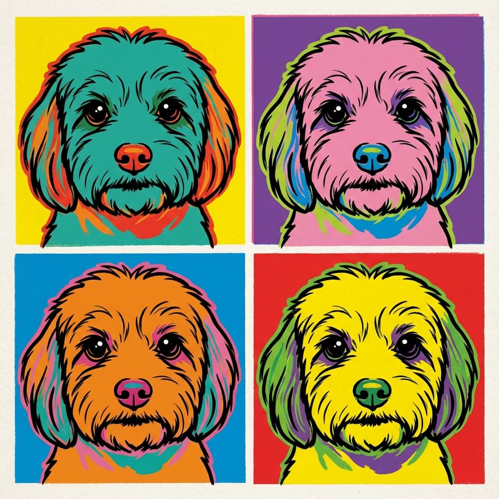 Cavapoo in Warhol style