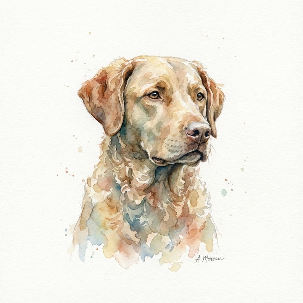 Chesapeake Bay Retriever in Watercolor style
