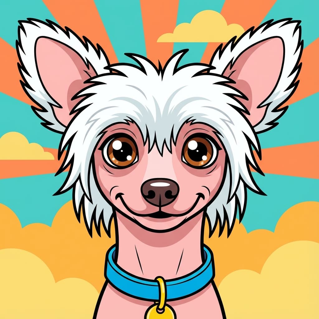 Chinese Crested in Cartoon style