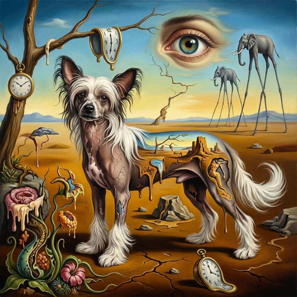 Chinese Crested in Dali style