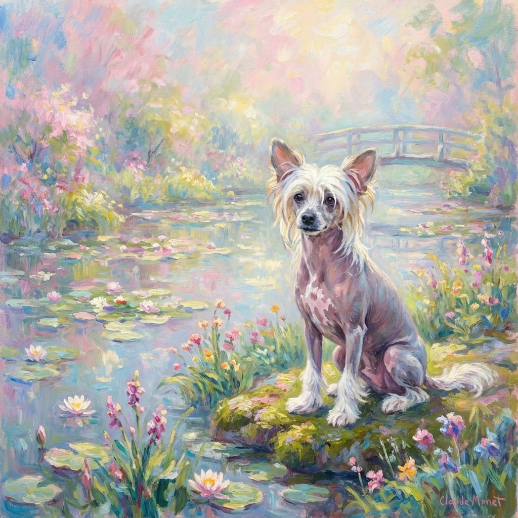 Chinese Crested in Monet style
