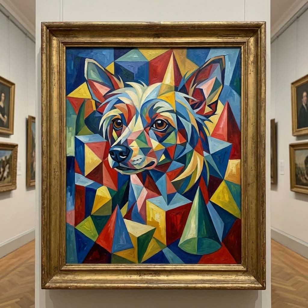 Chinese Crested in Picasso style