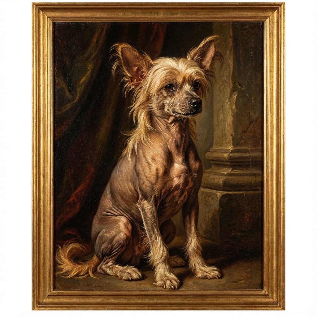 Chinese Crested in Renaissance style