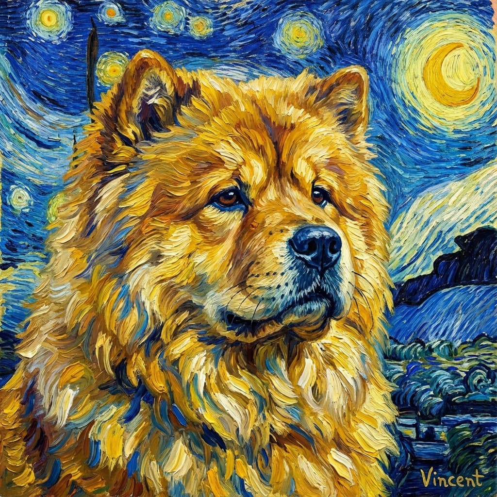 Chow Chow in Van Gogh style