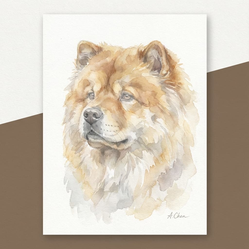 Chow Chow in Watercolor style