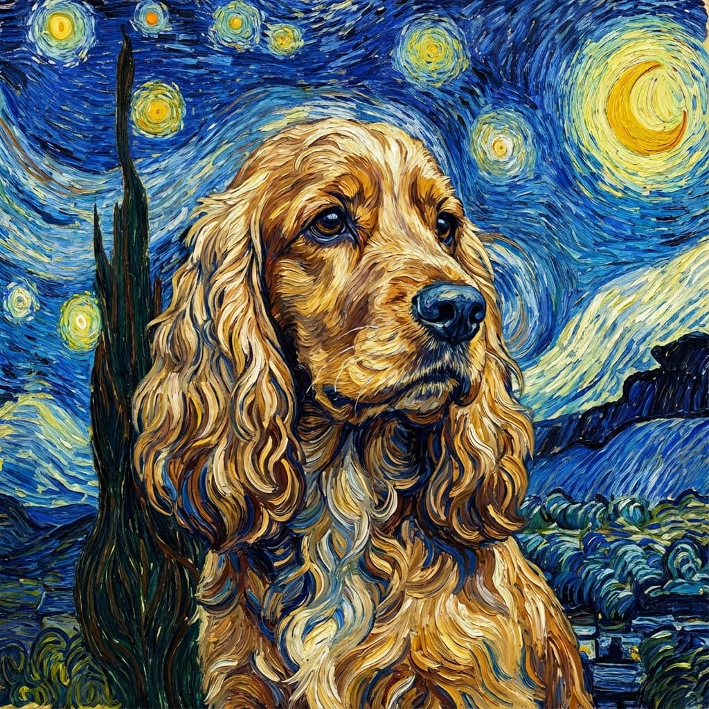 Cocker Spaniel in Van Gogh style