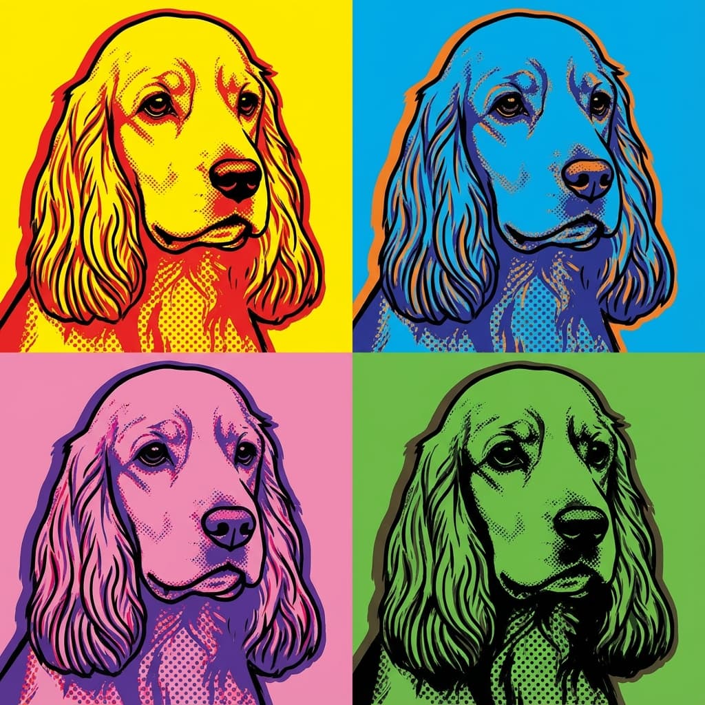 Cocker Spaniel in Warhol style