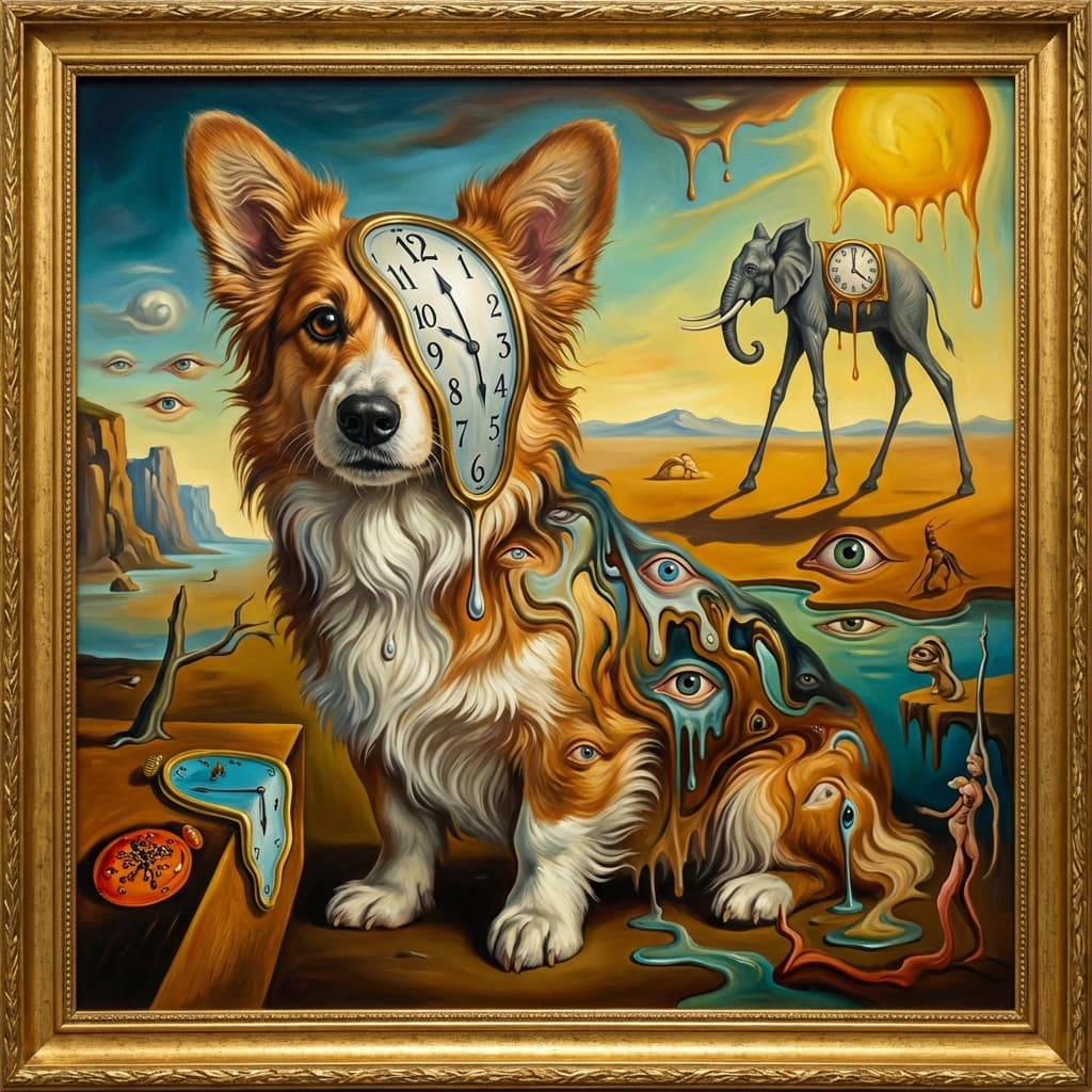 Corgipoo in Dali style