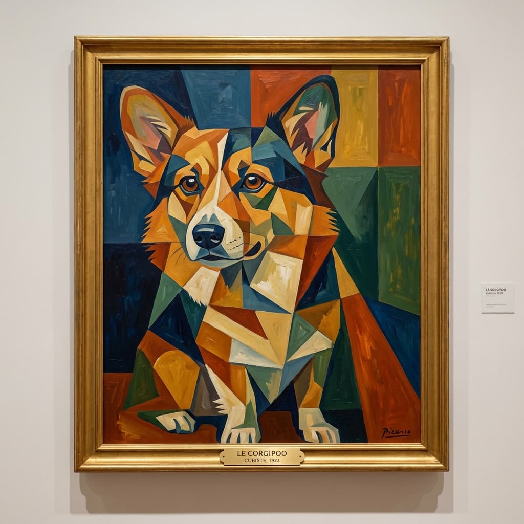 Corgipoo in Picasso style